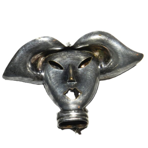 Vintage Sterling Silver Face And Hat Brooch Very Rare! - Picture 2 of 4